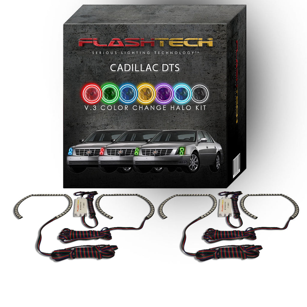 Cadillac DTS V.3 Fusion Color Change LED Halo Headlight Kit 2006-2011