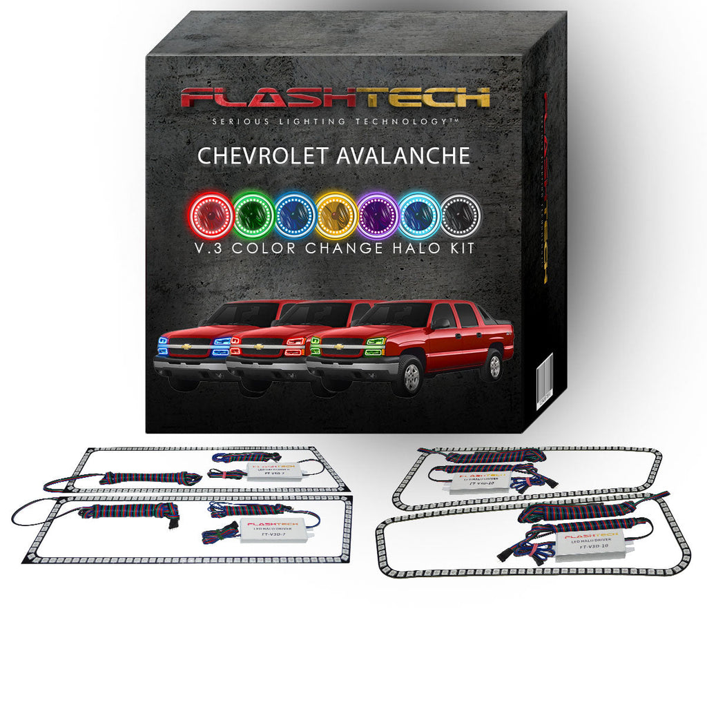 Chevrolet Avalanche V.3 Fusion Color Change LED Halo Headlight Kit 2003-2006 (Non-Cladded)