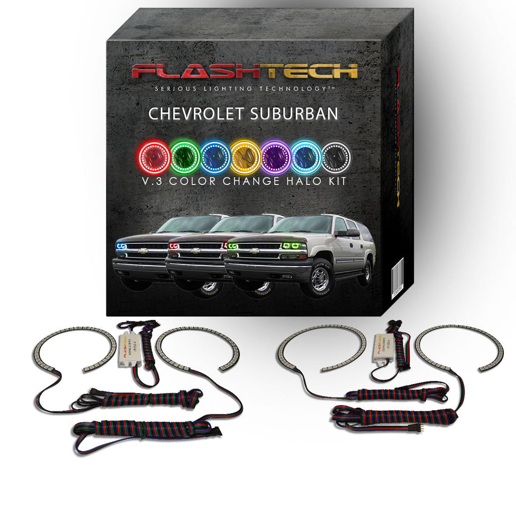Chevrolet Suburban V.3 Fusion Color Change LED Halo Headlight Kit 2000-2006