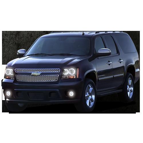 Chevrolet Suburban White Headlight & LED Halo Fog Light Kit 2007-2013