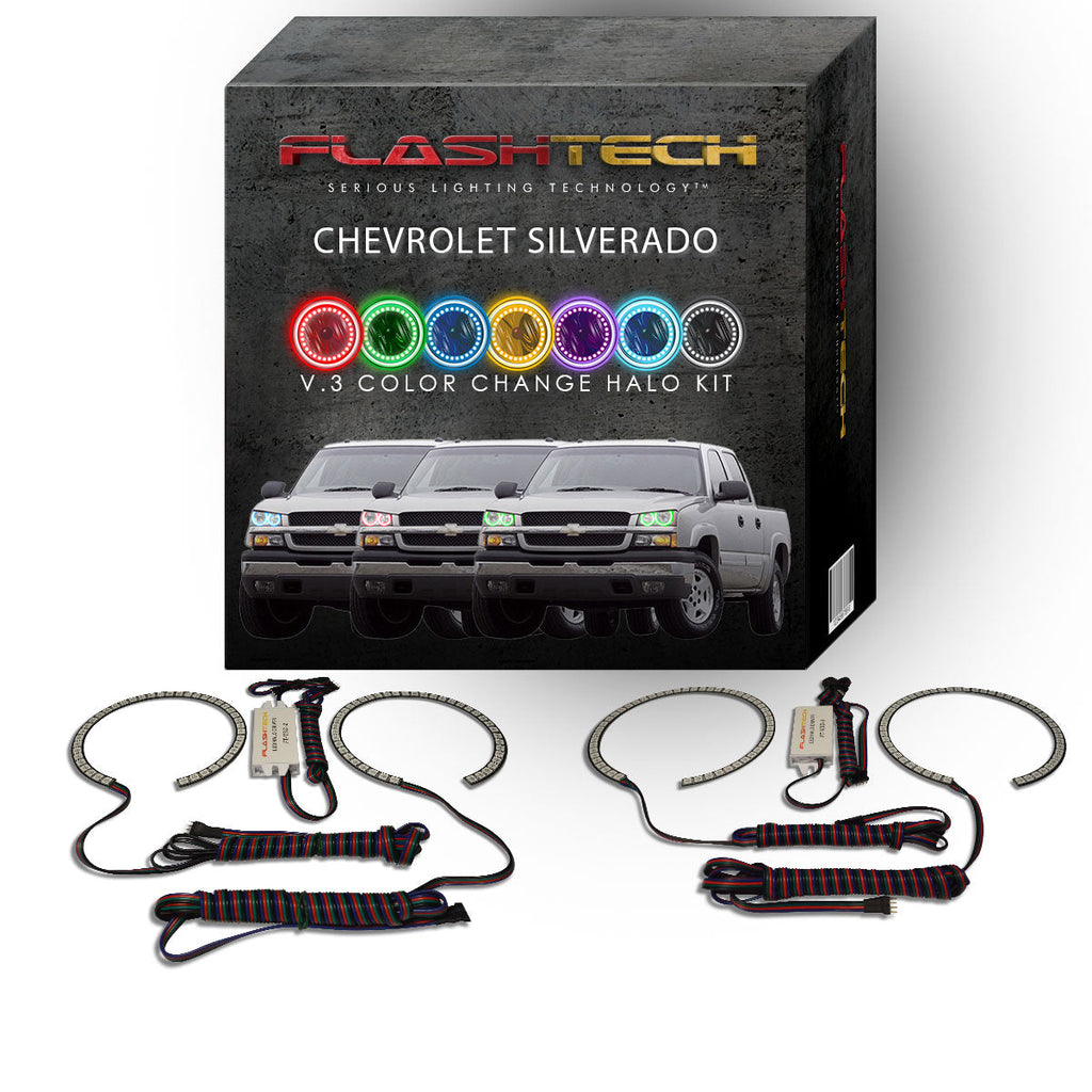 Chevrolet Silverado V.3 Fusion Color Change LED Halo Headlight Kit 2003-2006
