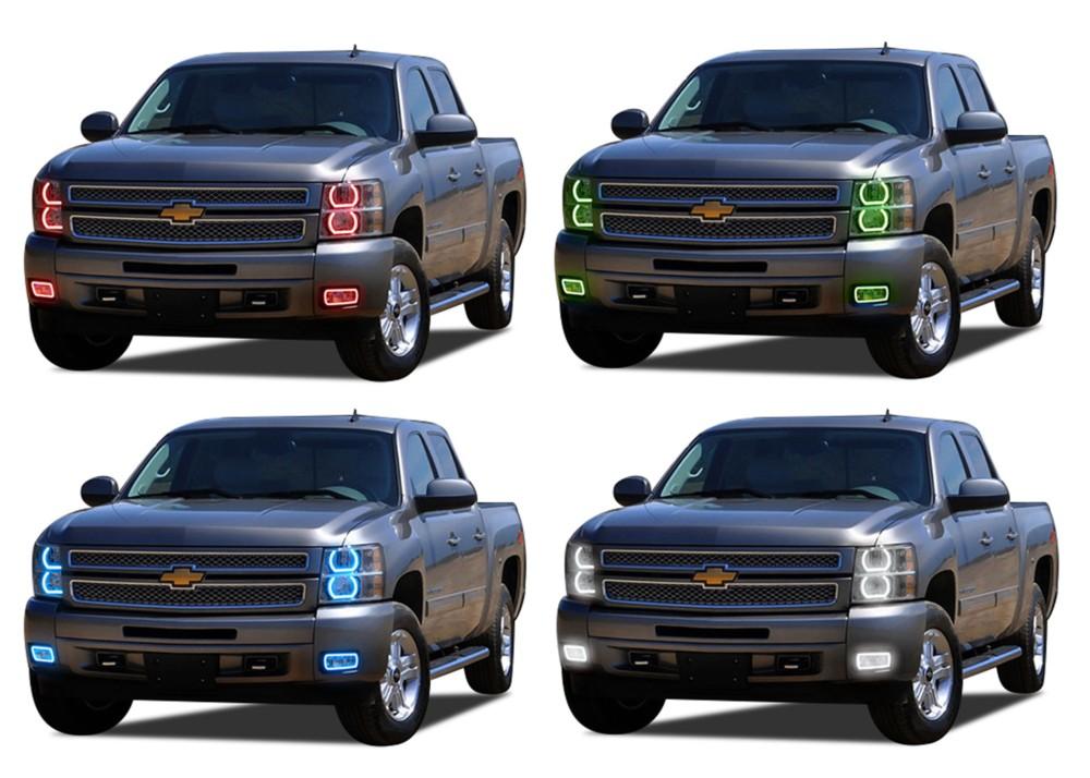 Chevrolet Silverado V.3 Fusion Color Change LED Halo Headlight Fog Light Kit 2007-2013