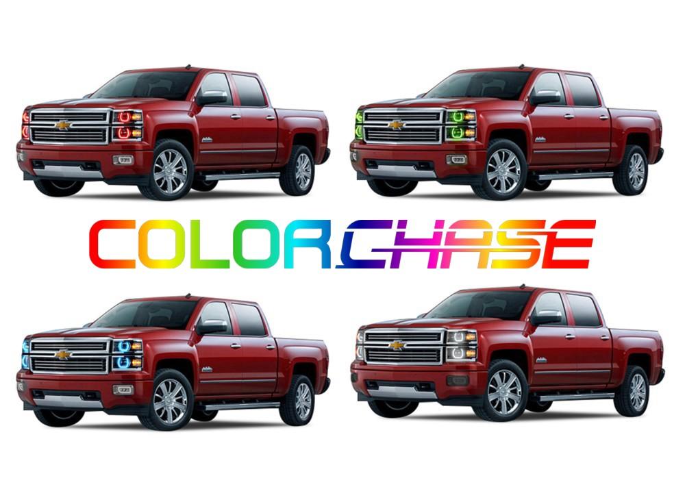 Chevrolet Silverado Projector ColorChase LED Halo Headlight Kit 2014-2016
