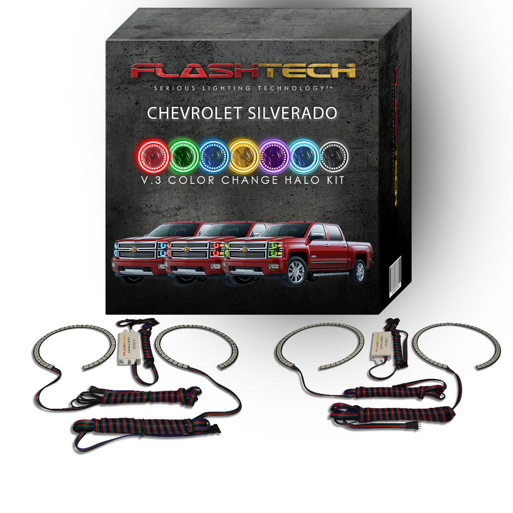 Chevrolet Silverado Projector V.3 Fusion Color Change LED Halo Headlight Kit 2014-2016