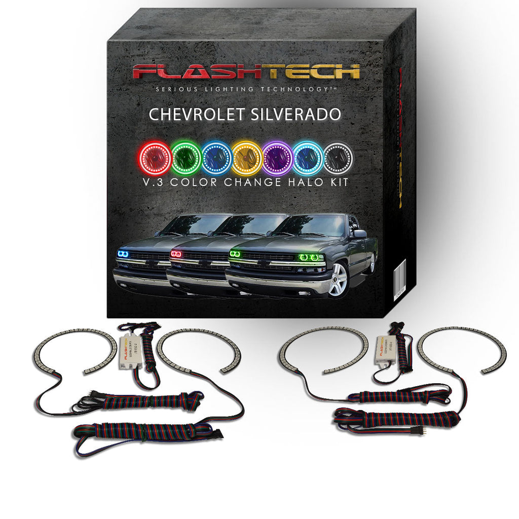 Chevrolet Silverado V.3 Fusion Color Change LED Halo Headlight Kit 1998-2002