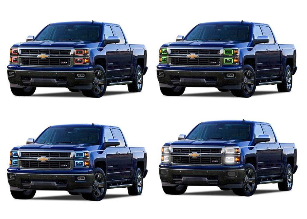 Chevrolet Silverado Non Projector V.3 Fusion Color Change LED Halo Headlight Kit 2014-2016