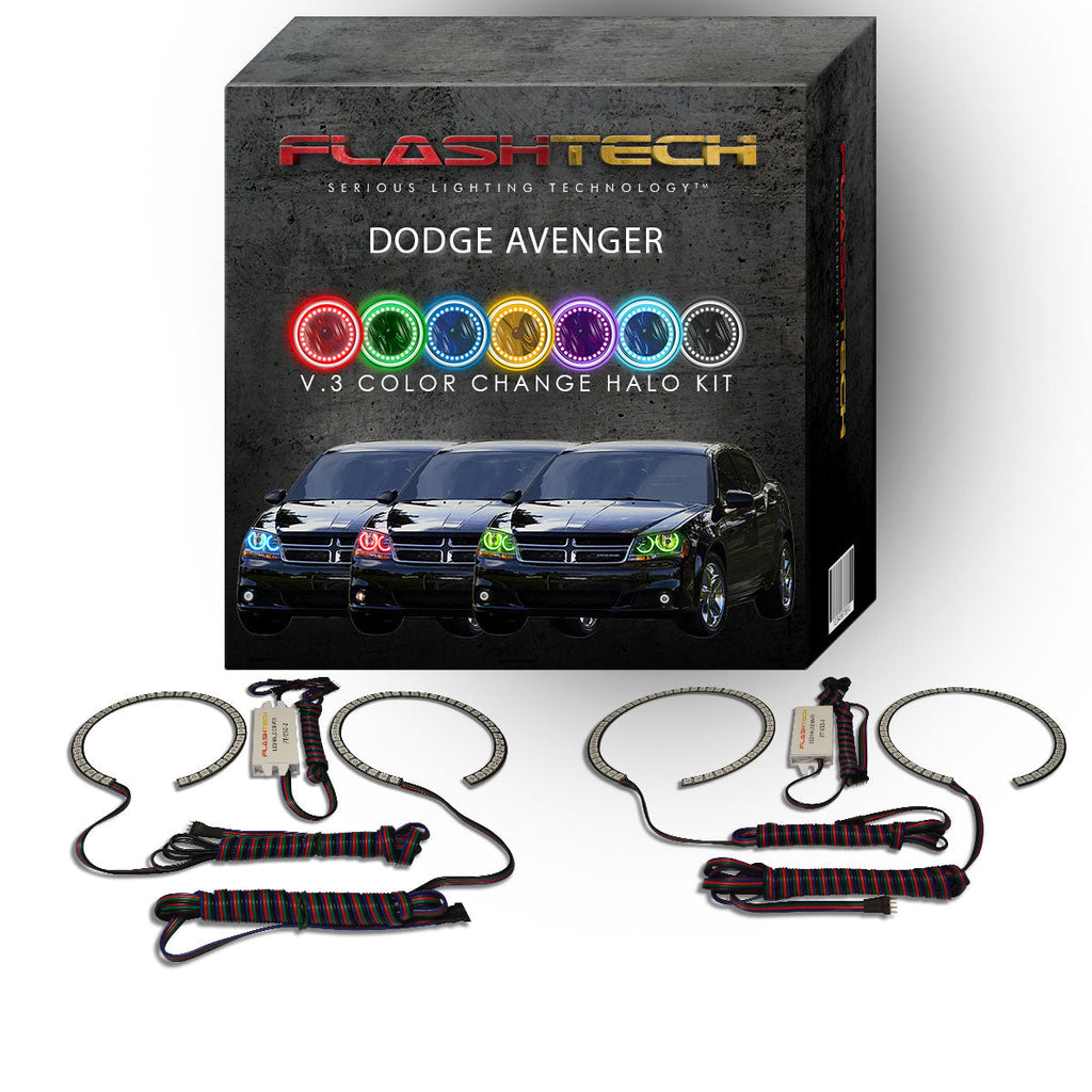 Dodge Avenger V.3 Fusion Color Change LED Halo Headlight Kit 2008-2015