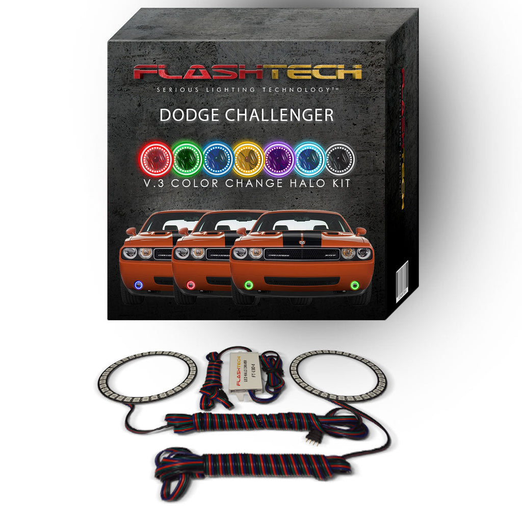 Dodge Challenger V.3 Fusion Color Change External Waterproof LED Halo Fog Light Kit 2008-2014