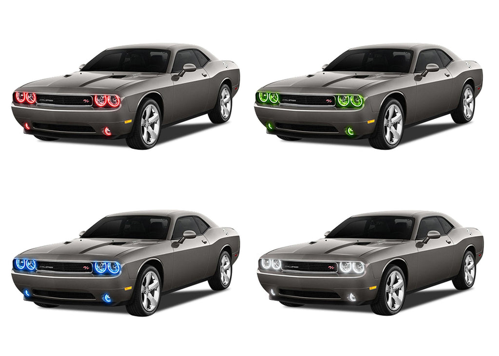 Dodge Challenger Projector V.3 Fusion Color Change Headlight & LED Halo Fog Light Kit 2008-2014