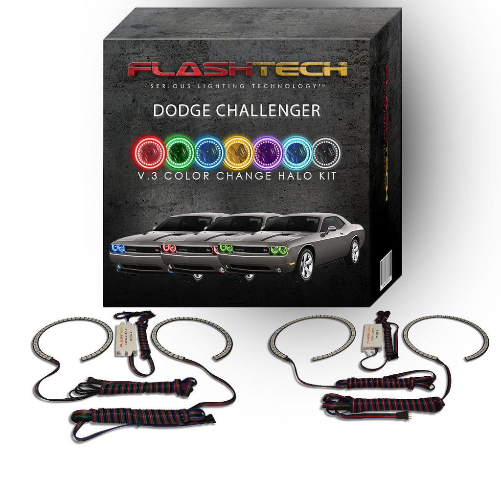Dodge Challenger Projector V.3 Fusion Color Change LED Halo Headlight Kit 2008-2014