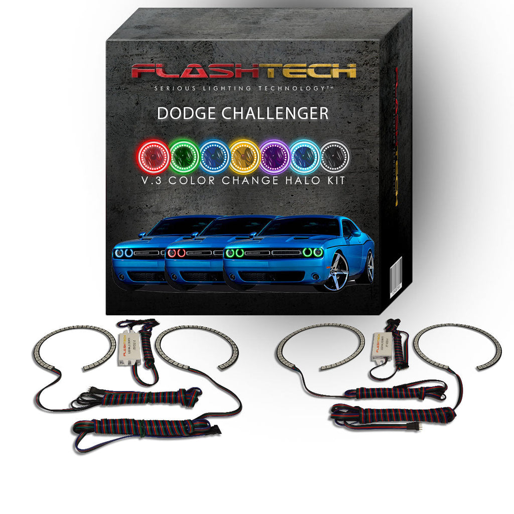 Dodge Challenger Projector V.3 Fusion Color Change LED Halo Headlight Kit 2015-2017