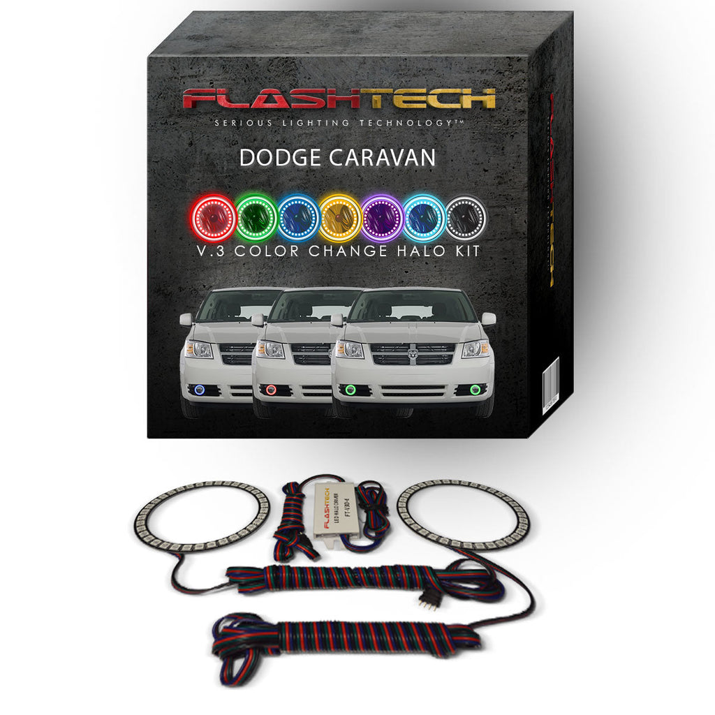 Dodge Caravan V.3 Fusion Color Change LED Halo Fog Light Kit 2005-2009