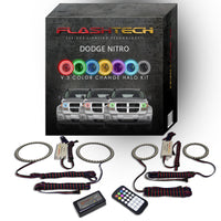 Dodge Nitro V.3 Fusion Color Change Headlight & LED Halo Fog Light Kit 2007-2012