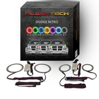 Dodge Nitro V.3 Fusion Color Change Headlight & LED Halo Fog Light Kit 2007-2012