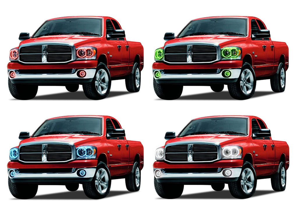 Dodge Ram V.3 Fusion Color Change Headlight & LED Halo Fog Light Kit 2006-2008