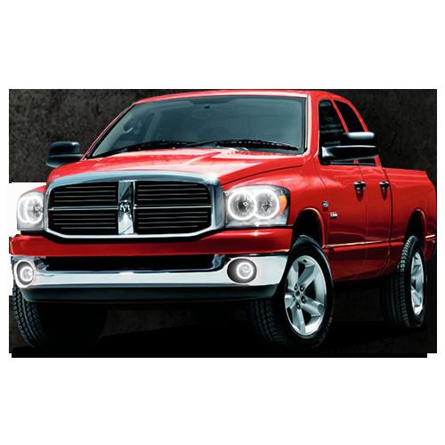 Dodge Ram White Headlight & LED Halo Fog Light Kit 2006-2008