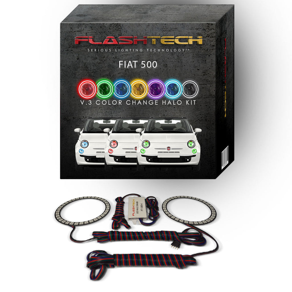 Fiat 500 V.3 Fusion Color Change LED Halo Headlight Kit 2012-2013