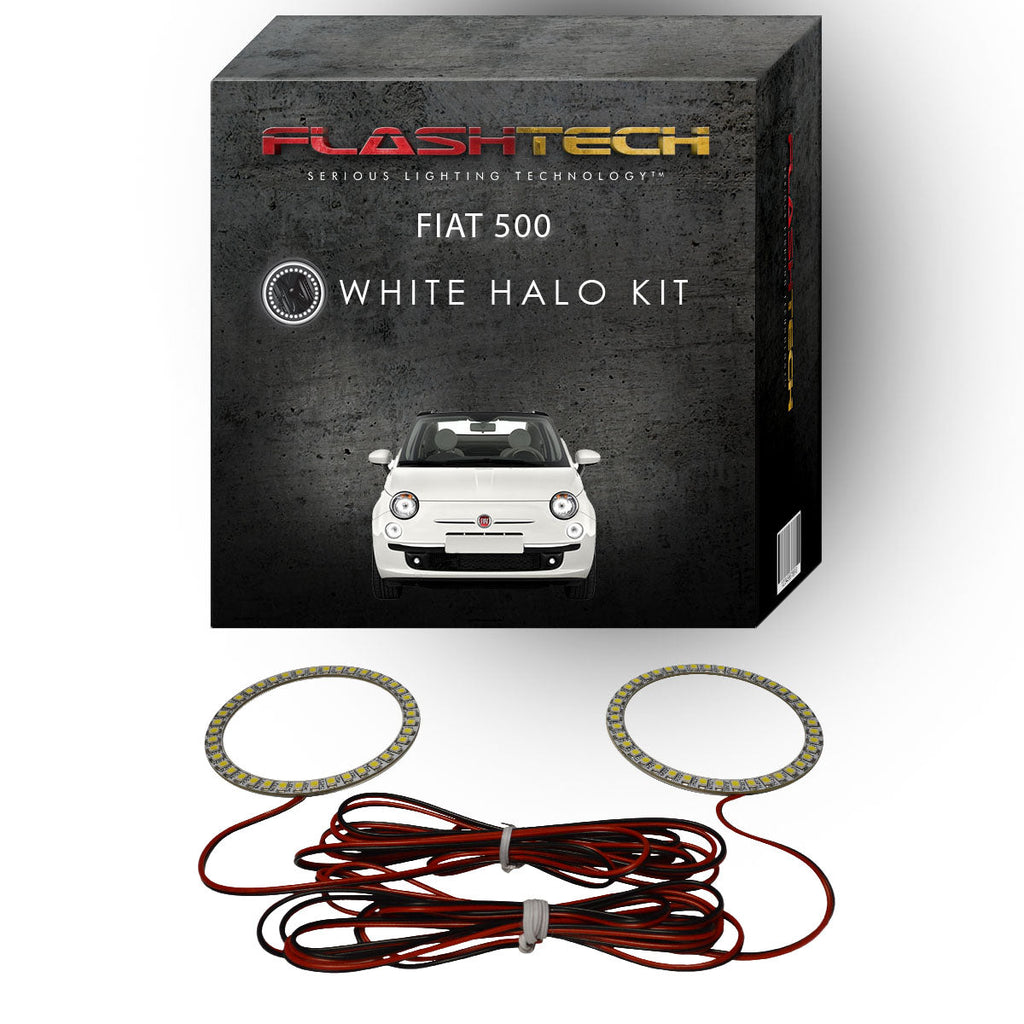 Fiat 500 White LED Halo Headlight Kit 2012-2013