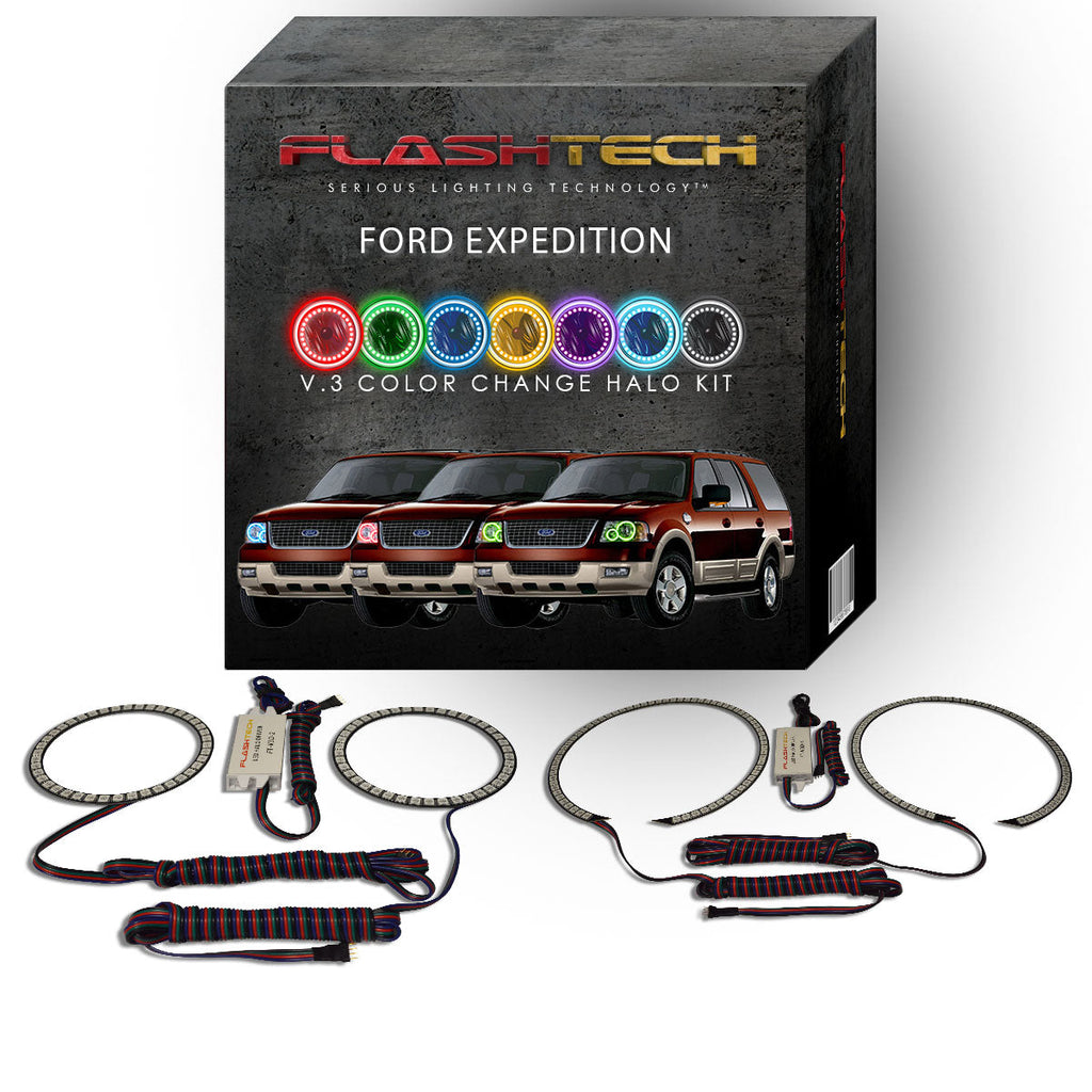 Ford Expedition V.3 Fusion Color Change LED Halo Headlight Kit 2003-2006