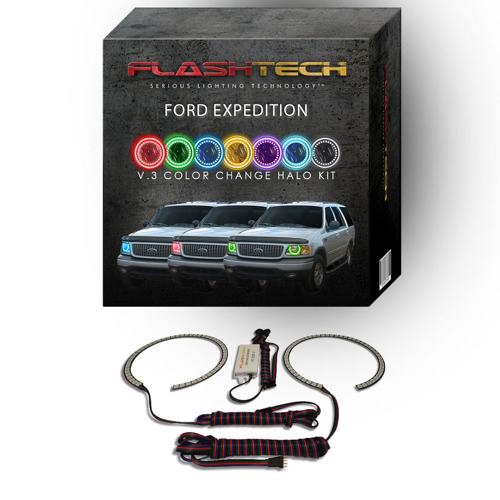 Ford Expedition V.3 Fusion Color Change LED Halo Headlight Kit 1997-2002