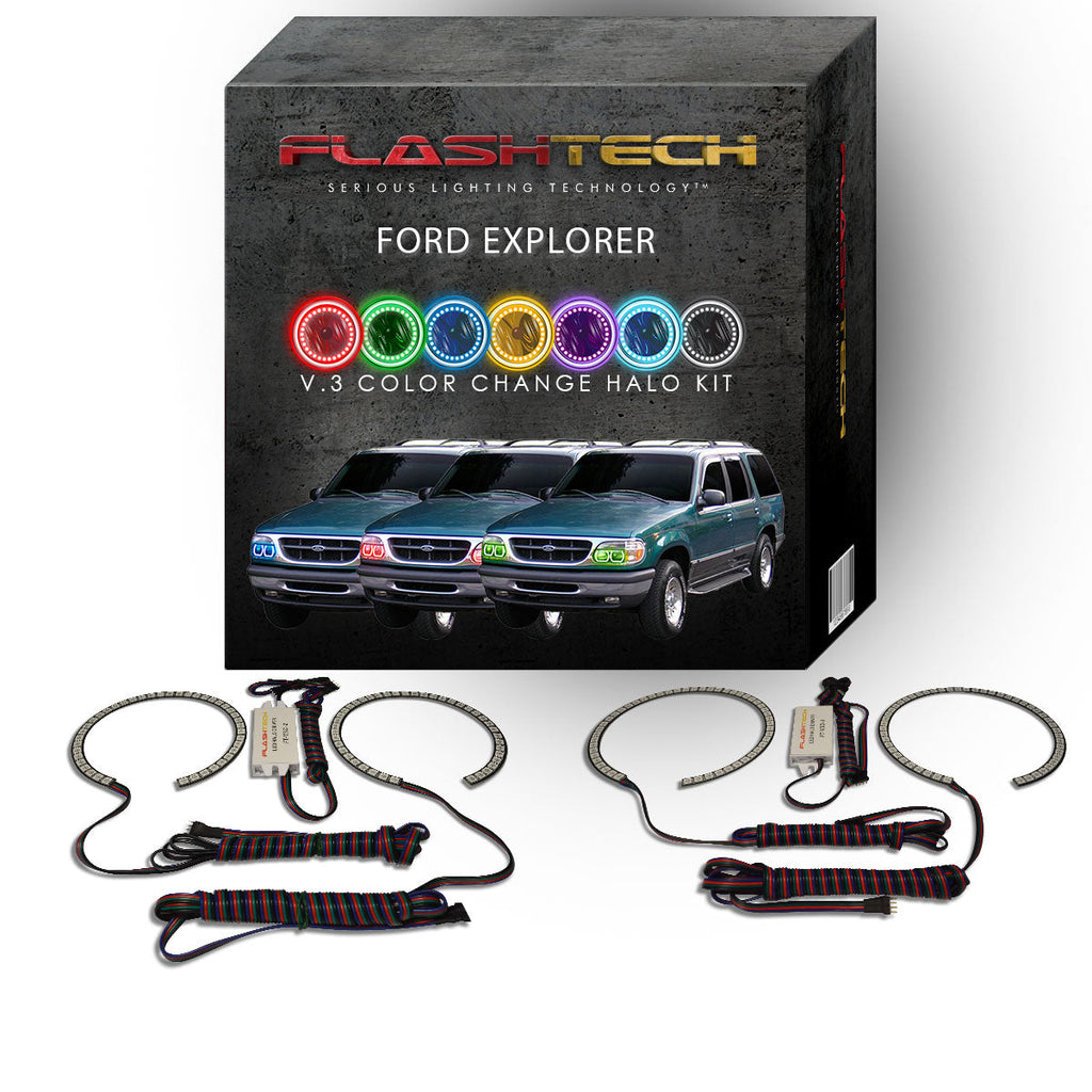 Ford Explorer V.3 Fusion Color Change LED Halo Headlight Kit 1995-2001