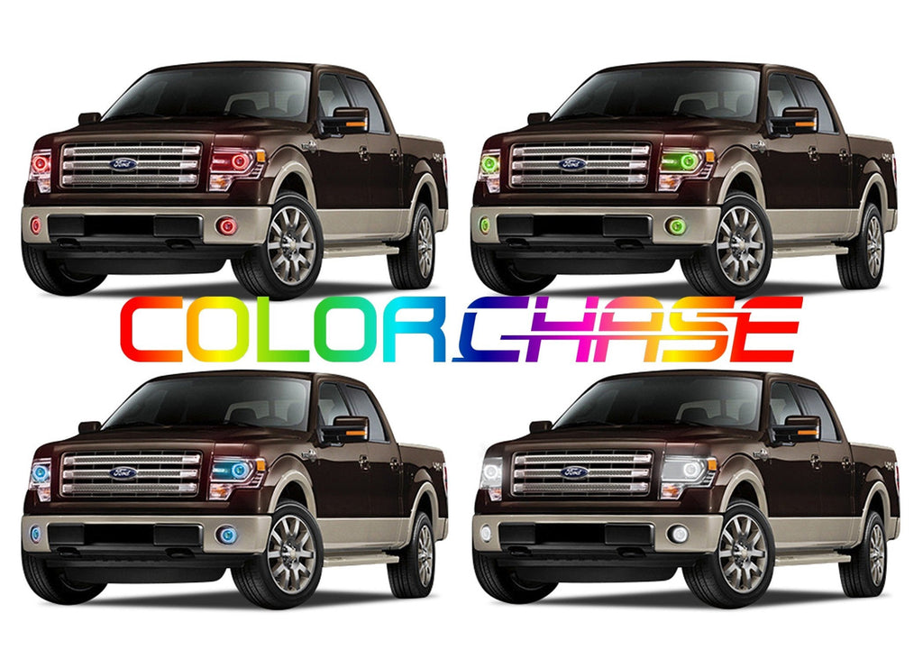 Ford F150 Projector ColorChase Headlight & LED Halo Fog Light Kit 2013-2014