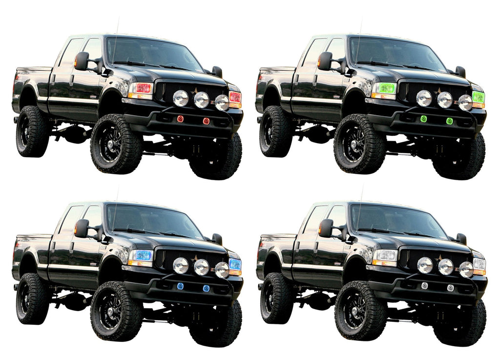 Ford F250 / Ford F350 V.3 Fusion Color Change Headlight & LED Halo Fog Light Kit 2001-2004