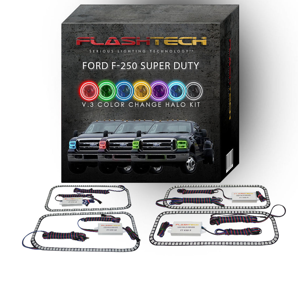 Ford 250 / Ford F350 V.3 Fusion Color Change LED Halo Headlight Kit 2005-2007