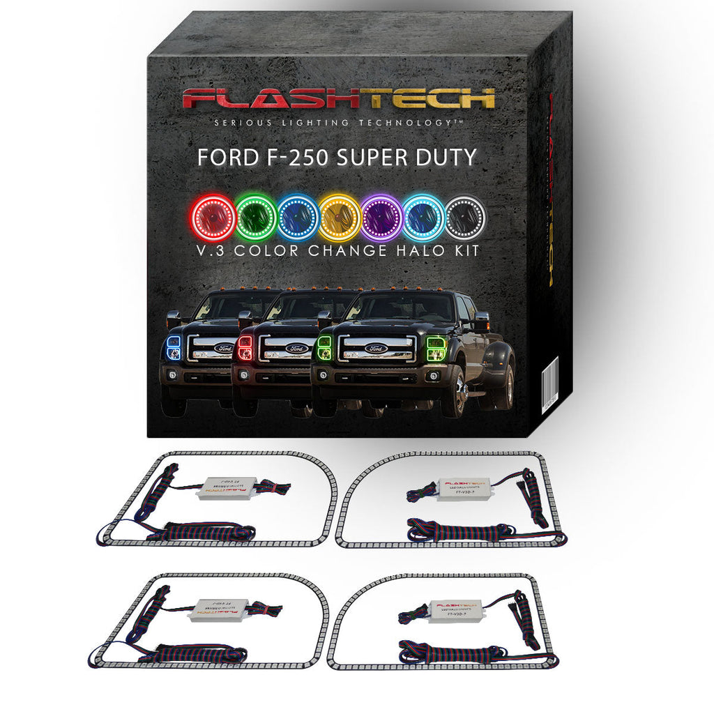 Ford 250 / Ford F350 V.3 Fusion Color Change LED Halo Headlight Kit 2011-2015
