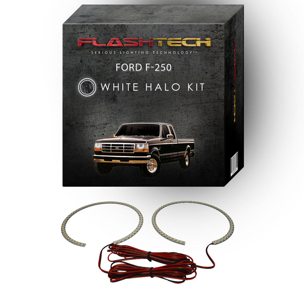 Ford 250 / Ford F350 White LED Halo Headlight Kit 1992-1997
