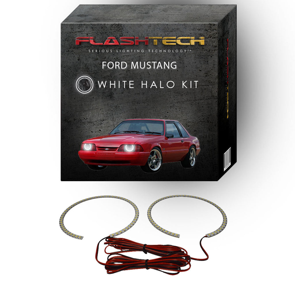 Ford Mustang White LED Halo Headlight Kit 1987-1993