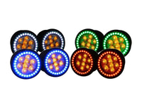 Jeep JK LED Turn Signal Assembly - V.3 Fusion Color Change Halos Installed