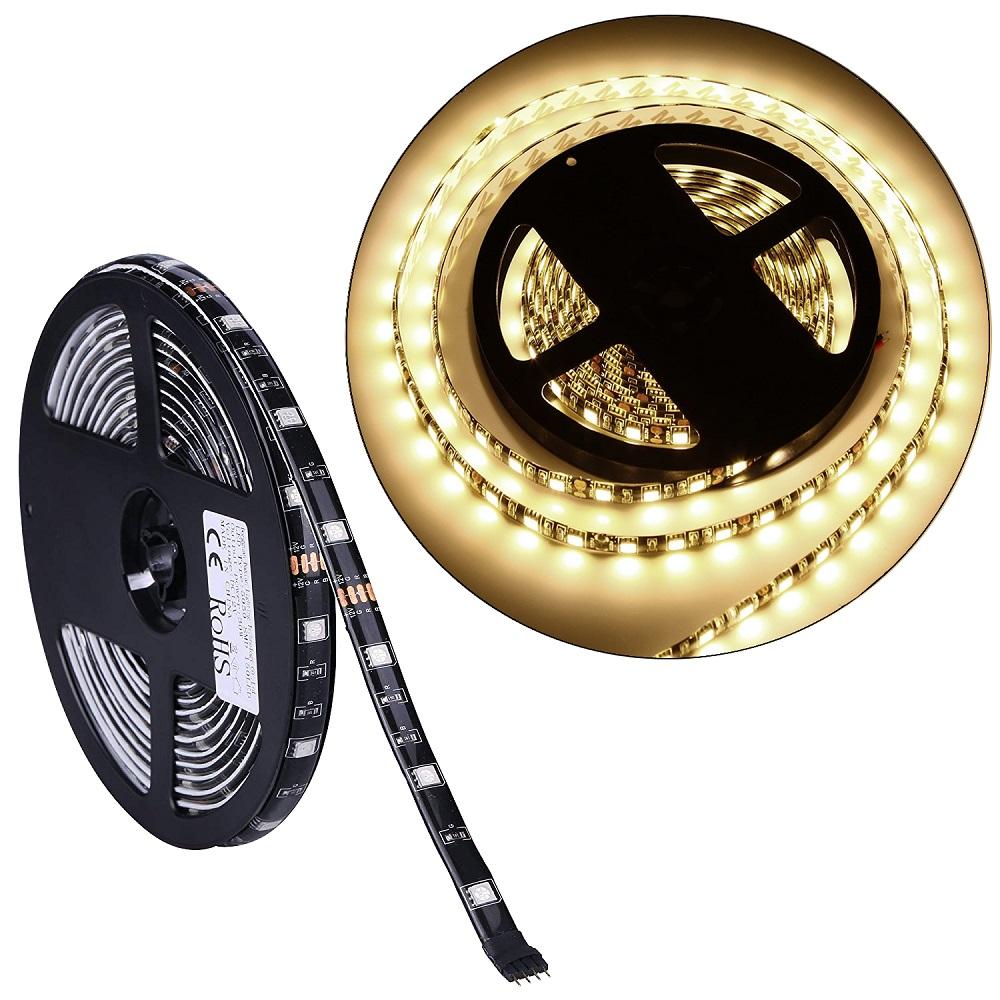 Warm White Waterproof LED Strip Lighting : 16 foot roll