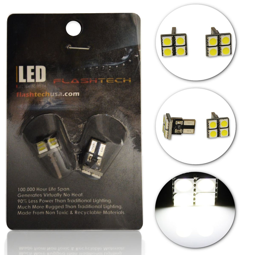 LED Exterior and Interior SMD LED Bulbs - 4 5050 LED - T10 Flat Canbus