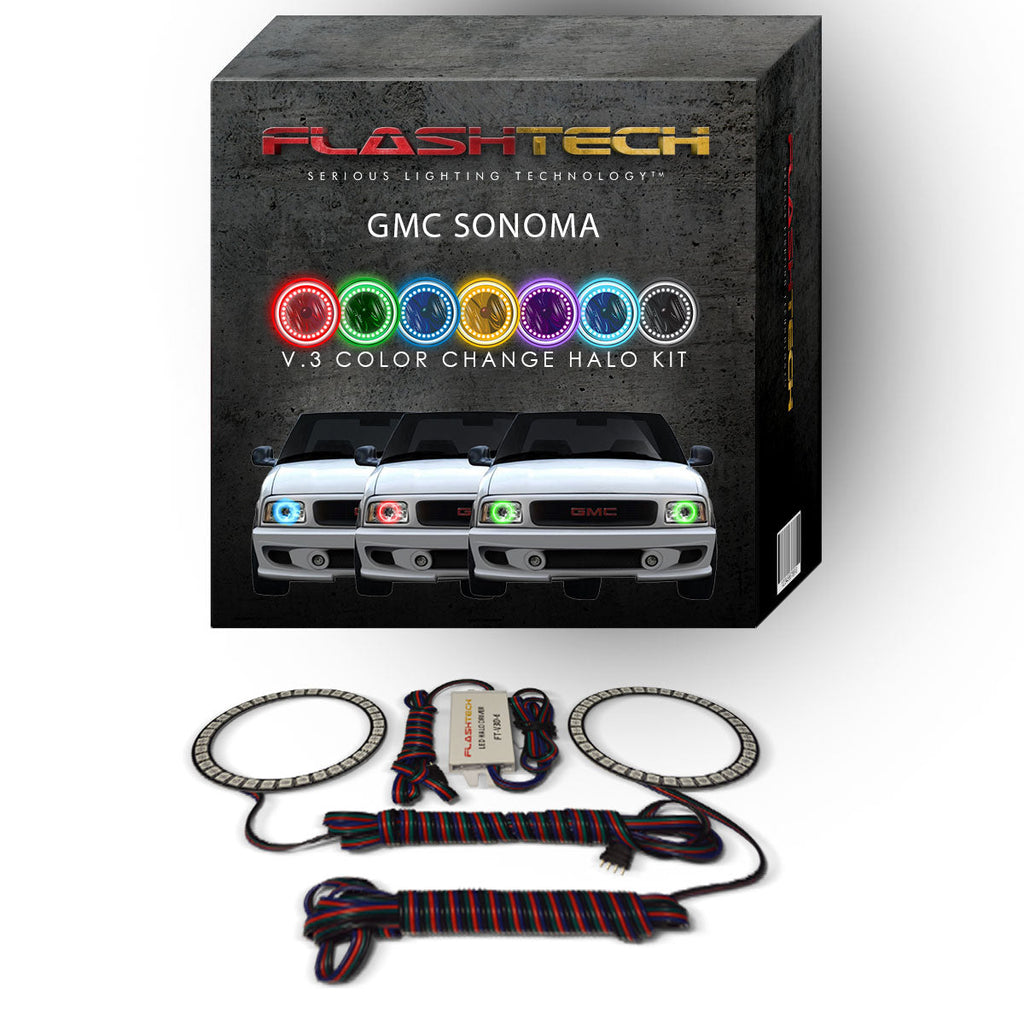 GMC Sonoma V.3 Fusion Color Change LED Halo Headlight Kit 1994-1997
