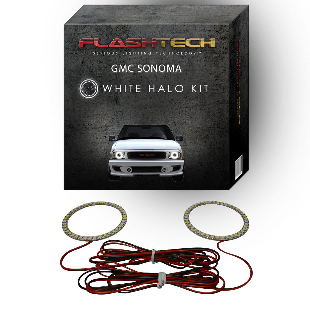 GMC Sonoma White LED Halo Headlight Kit 1994-1997