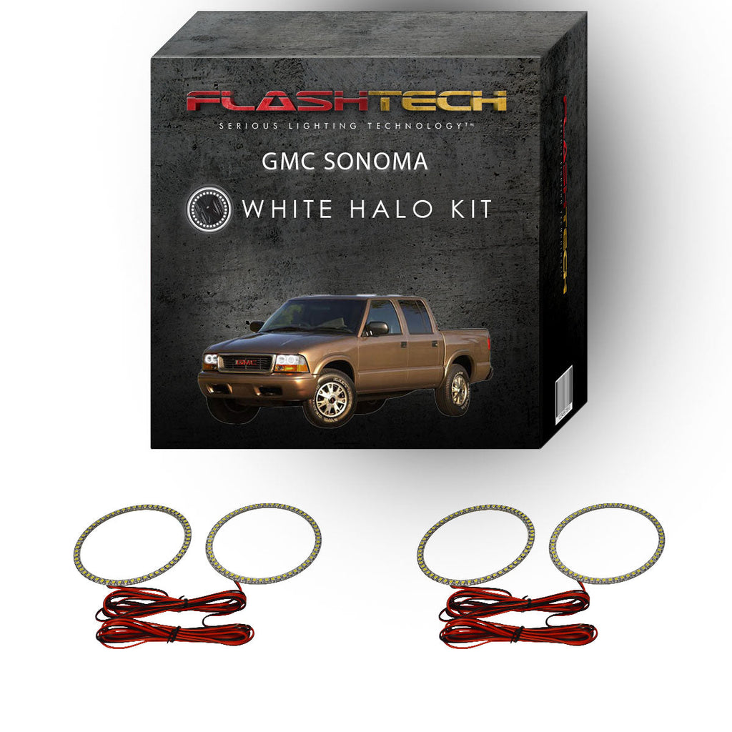 GMC Sonoma White LED Halo Headlight Kit 1998-2004