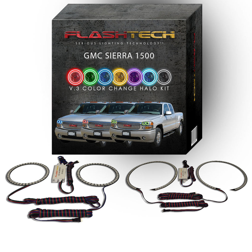 GMC Sierra Denali V.3 Fusion Color Change LED Halo Headlight Kit 2001-2006