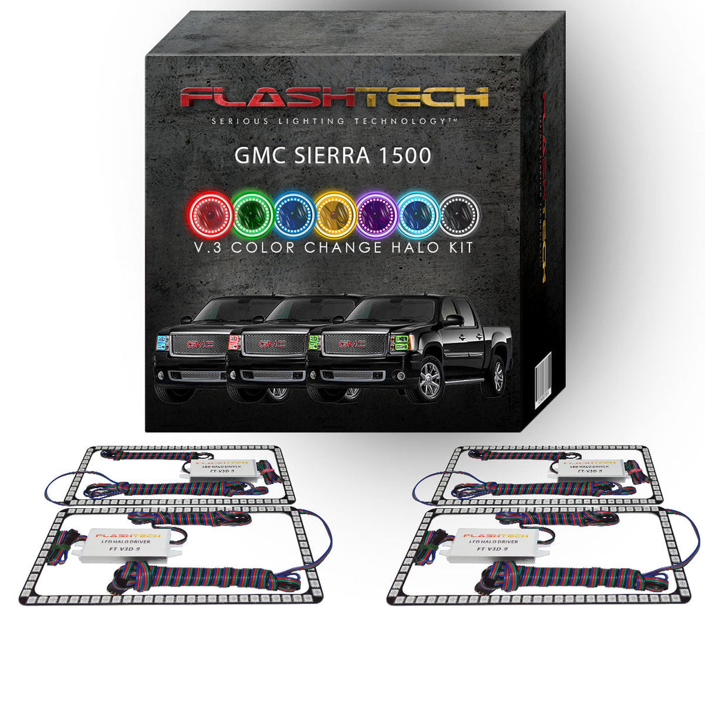 GMC Sierra V.3 Fusion Color Change LED Halo Headlight Kit 2007-2013