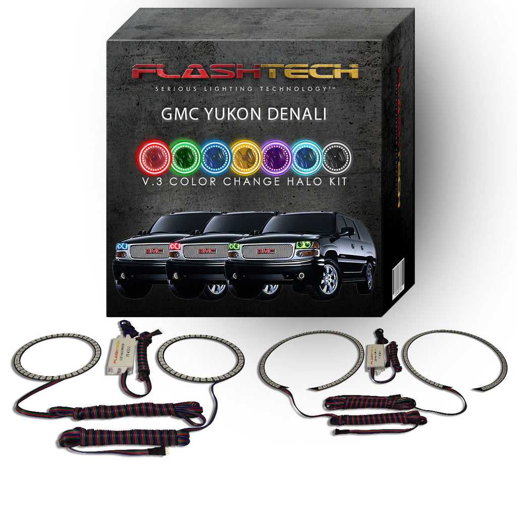 GMC Yukon Denali V.3 Fusion Color Change LED Halo Headlight Kit 2001-2006