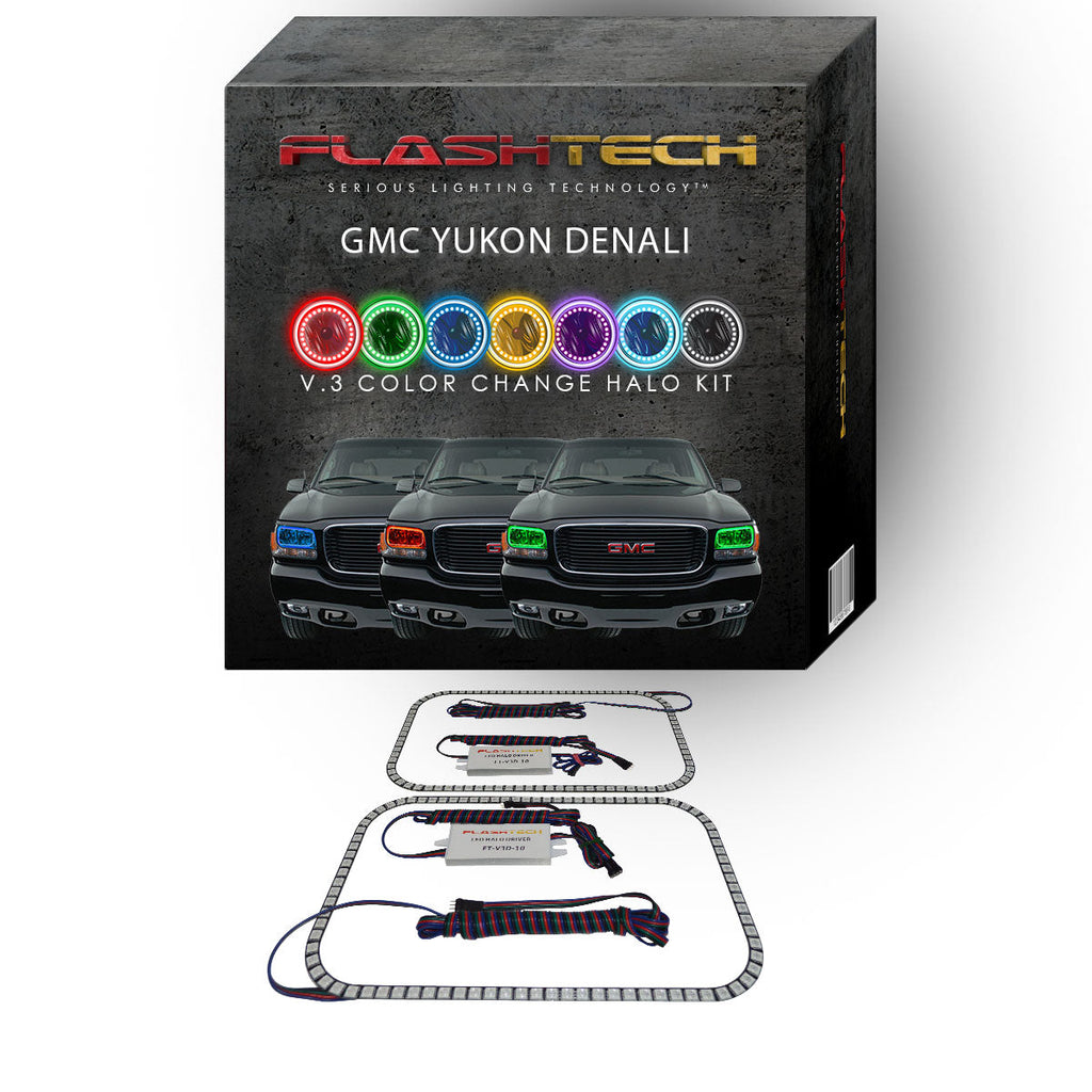 GMC Yukon Denali V.3 Fusion Color Change LED Halo Headlight Kit 1999-2000