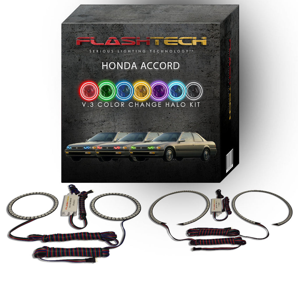 Honda Accord V.3 Fusion Color Change LED Halo Headlight Kit 1990-1993