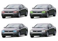 Honda Civic Coupe V.3 Fusion Color Change LED Halo Headlight Kit 2006-2008