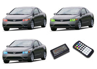 Honda Civic Coupe V.3 Fusion Color Change LED Halo Headlight Kit 2006-2008