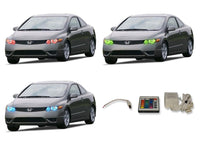 Honda Civic Coupe V.3 Fusion Color Change LED Halo Headlight Kit 2006-2008