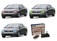 Honda Civic Coupe V.3 Fusion Color Change LED Halo Headlight Kit 2006-2008