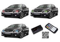 Honda Civic Coupe V.3 Fusion Color Change LED Halo Headlight Kit 2012-2013