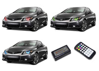 Honda Civic Coupe V.3 Fusion Color Change LED Halo Headlight Kit 2012-2013