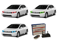 Honda Civic Sedan V.3 Fusion Color Change LED Halo Headlight Kit 2006-2008