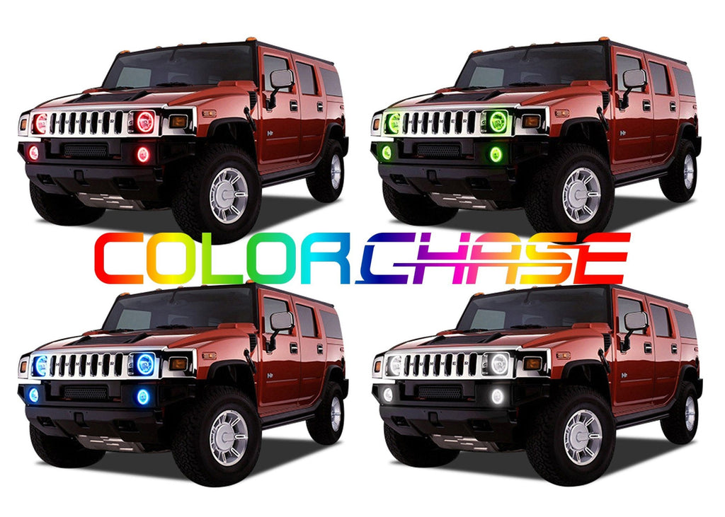 Hummer H3 ColorChase Headlight & LED Halo Fog Light Kit 2006-2010